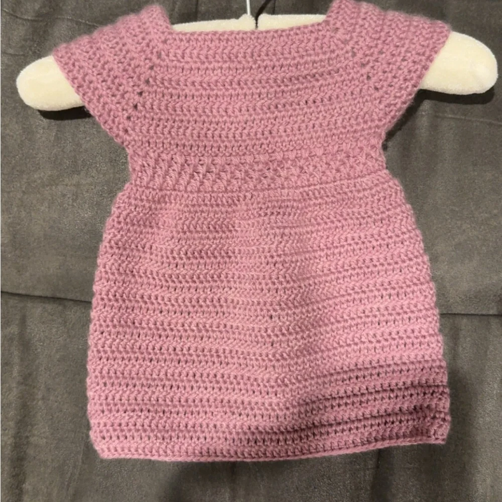Handmade Purple Crochet Baby Dress and Bloomers Set